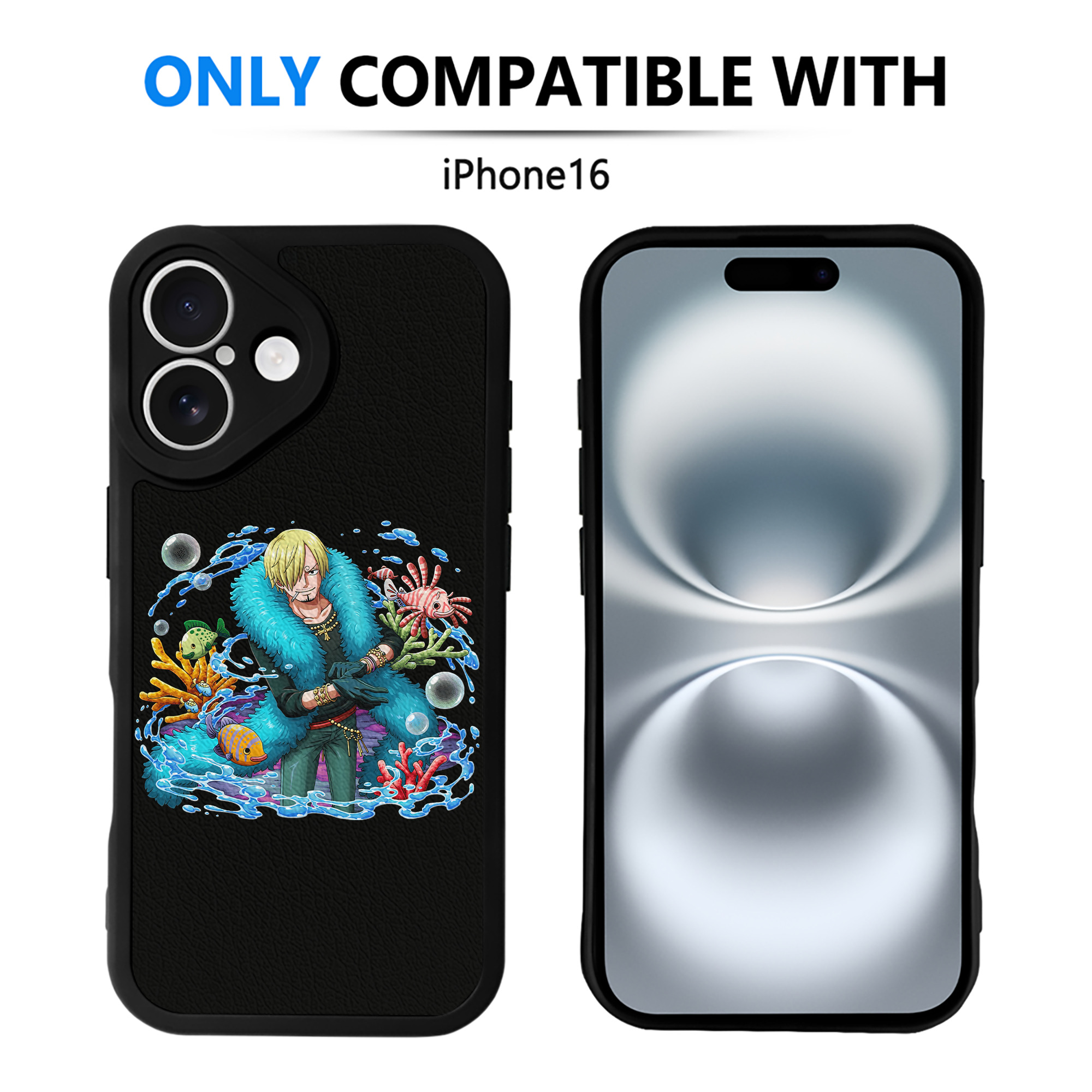（画像用） ワンピース サンジ ONE PIECE Sanji 【iPhone 16シリーズ対応】シリコンスマホケース（レザー調） 材質：シリコン